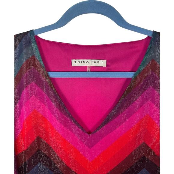 Trina Turk Hitachi Silk Blend Shift Dress Size 2 Multicolor Party Night Out - Picture 10 of 13